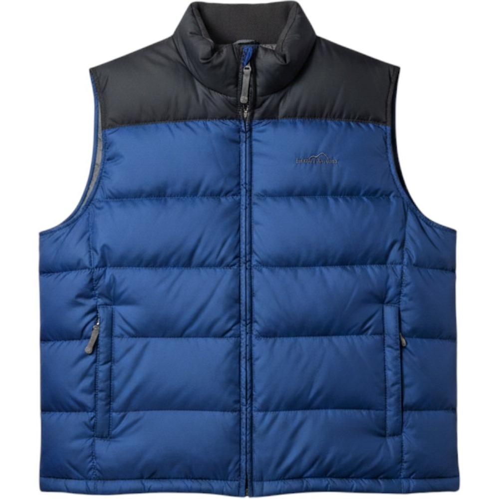 Eddie Bauer Down Puffer‎ Vest XL Blue Two-Tone Quilted Sleeveless Gorpcore